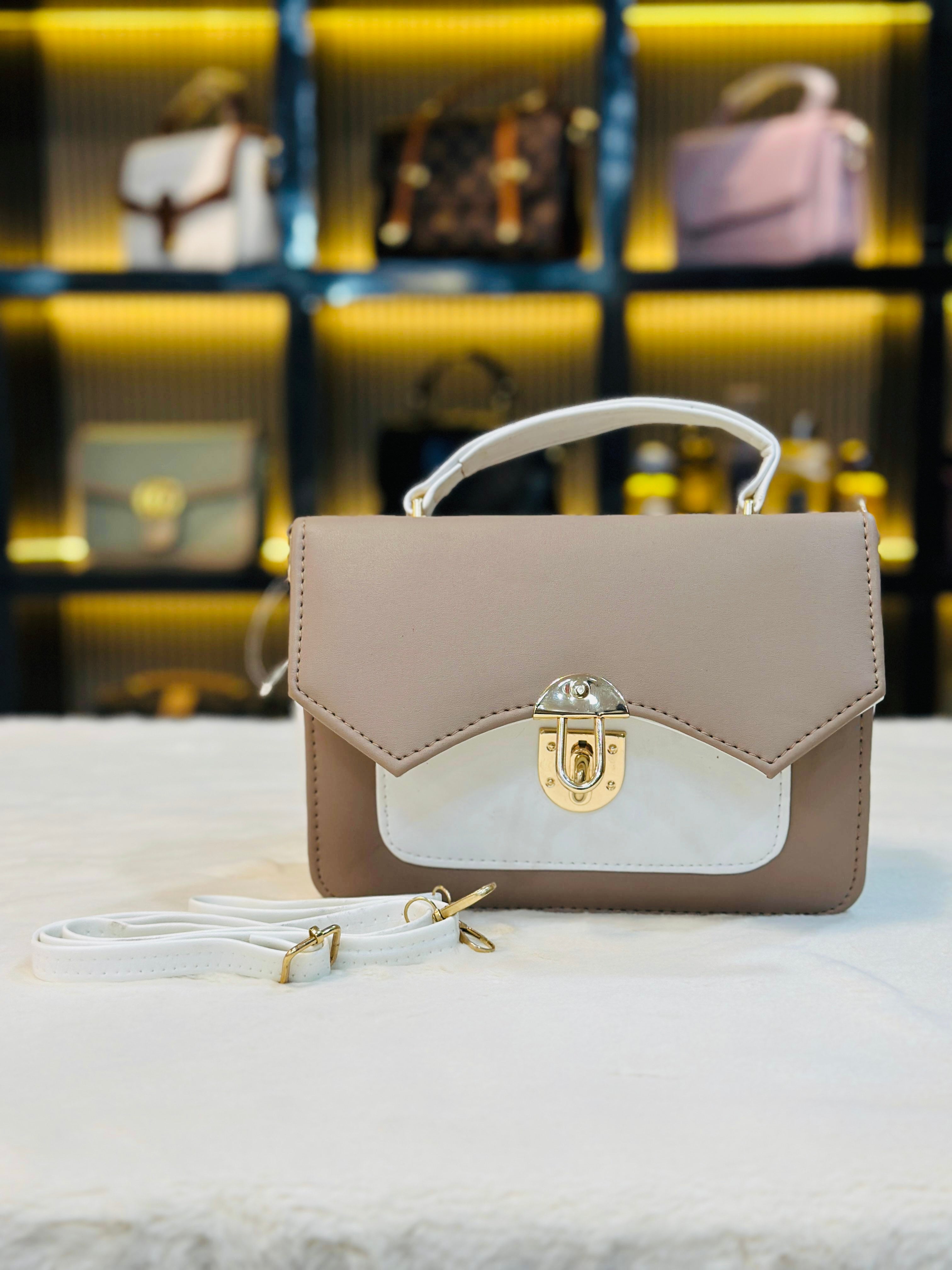 Elegant Two-Tone Top-Handle Handbag