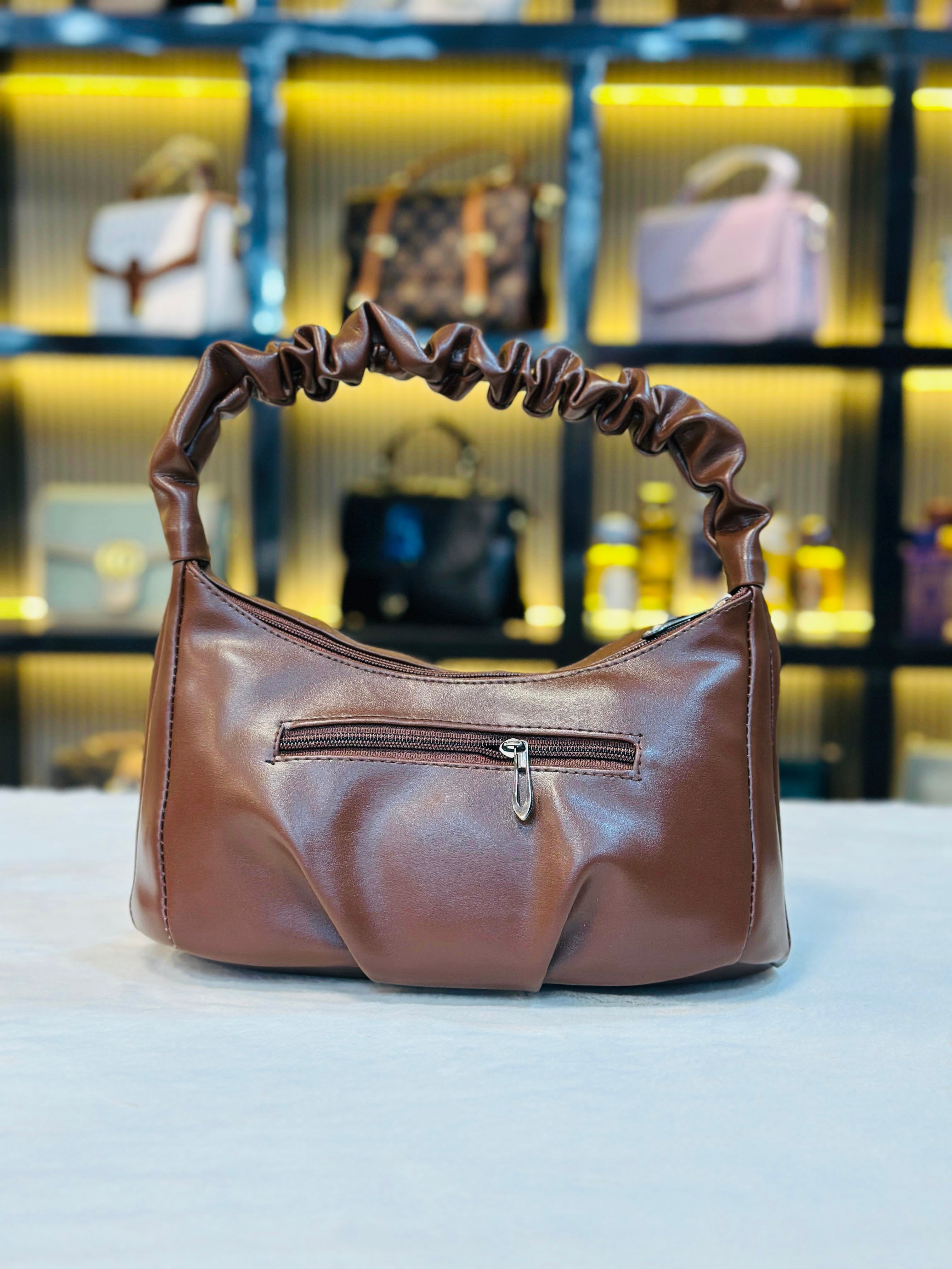 Trendy Scrunch Handle Shoulder Bag with Chain Detail