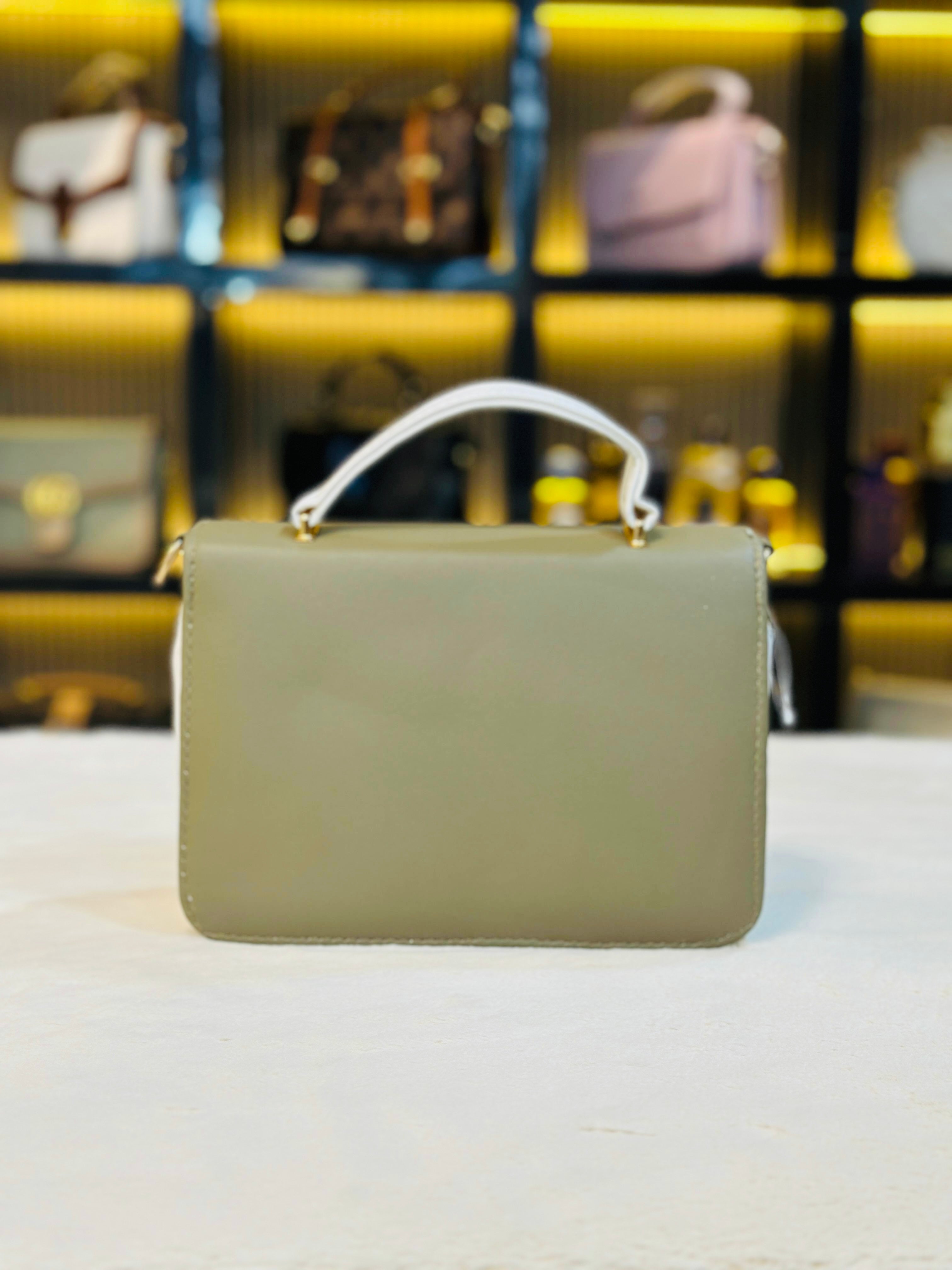 Elegant Two-Tone Top-Handle Handbag