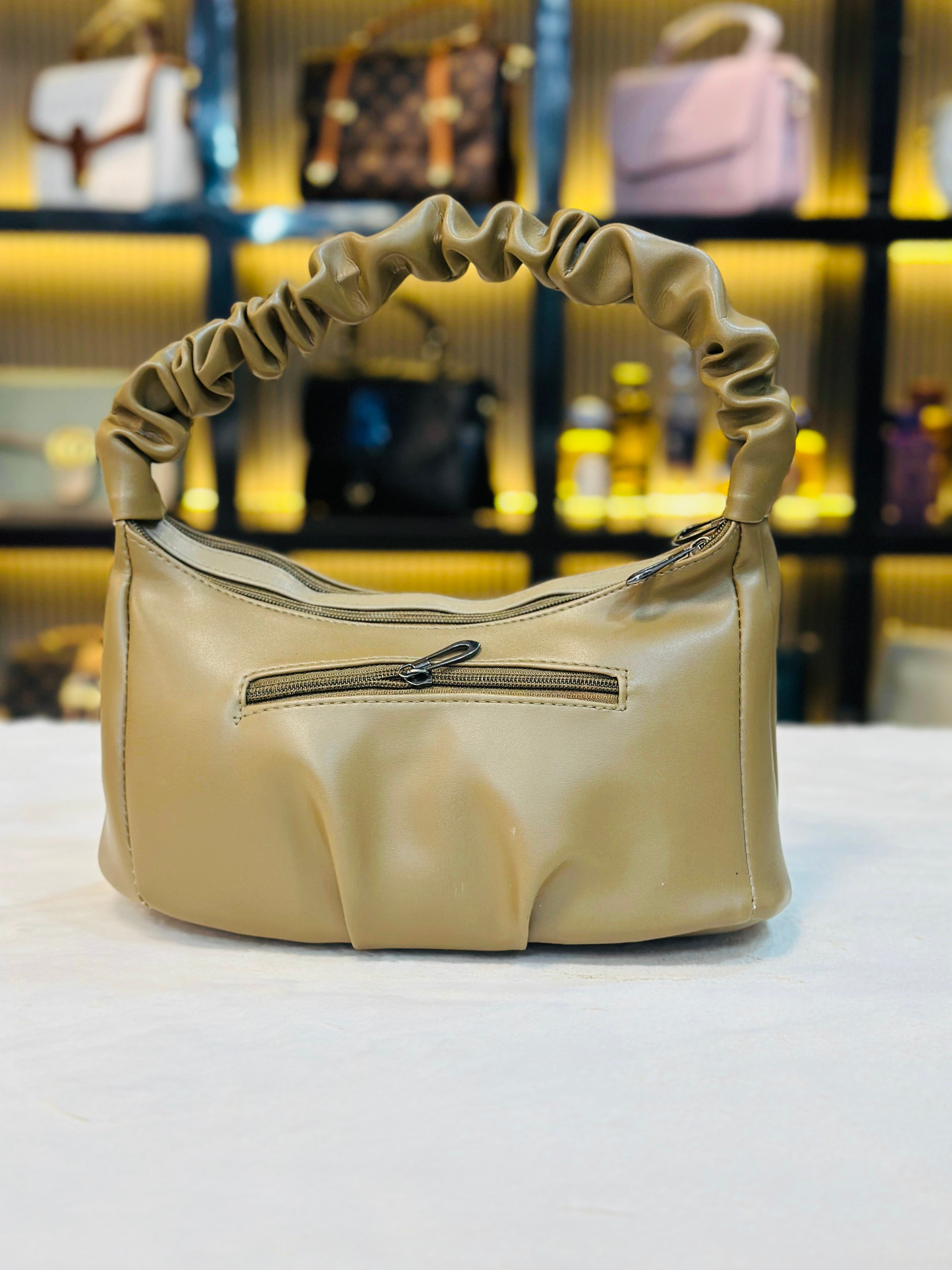 Trendy Scrunch Handle Shoulder Bag with Chain Detail