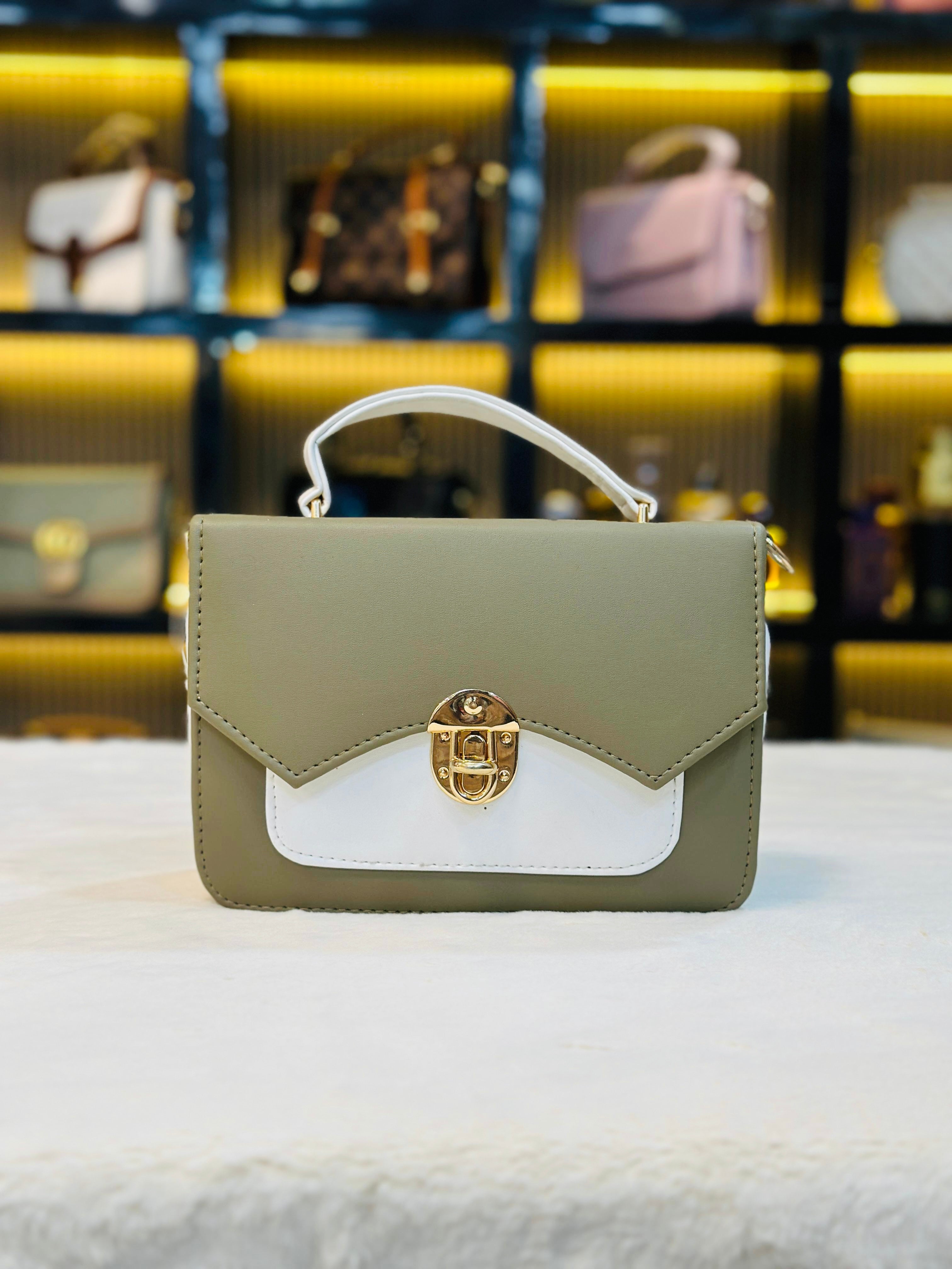 Elegant Two-Tone Top-Handle Handbag