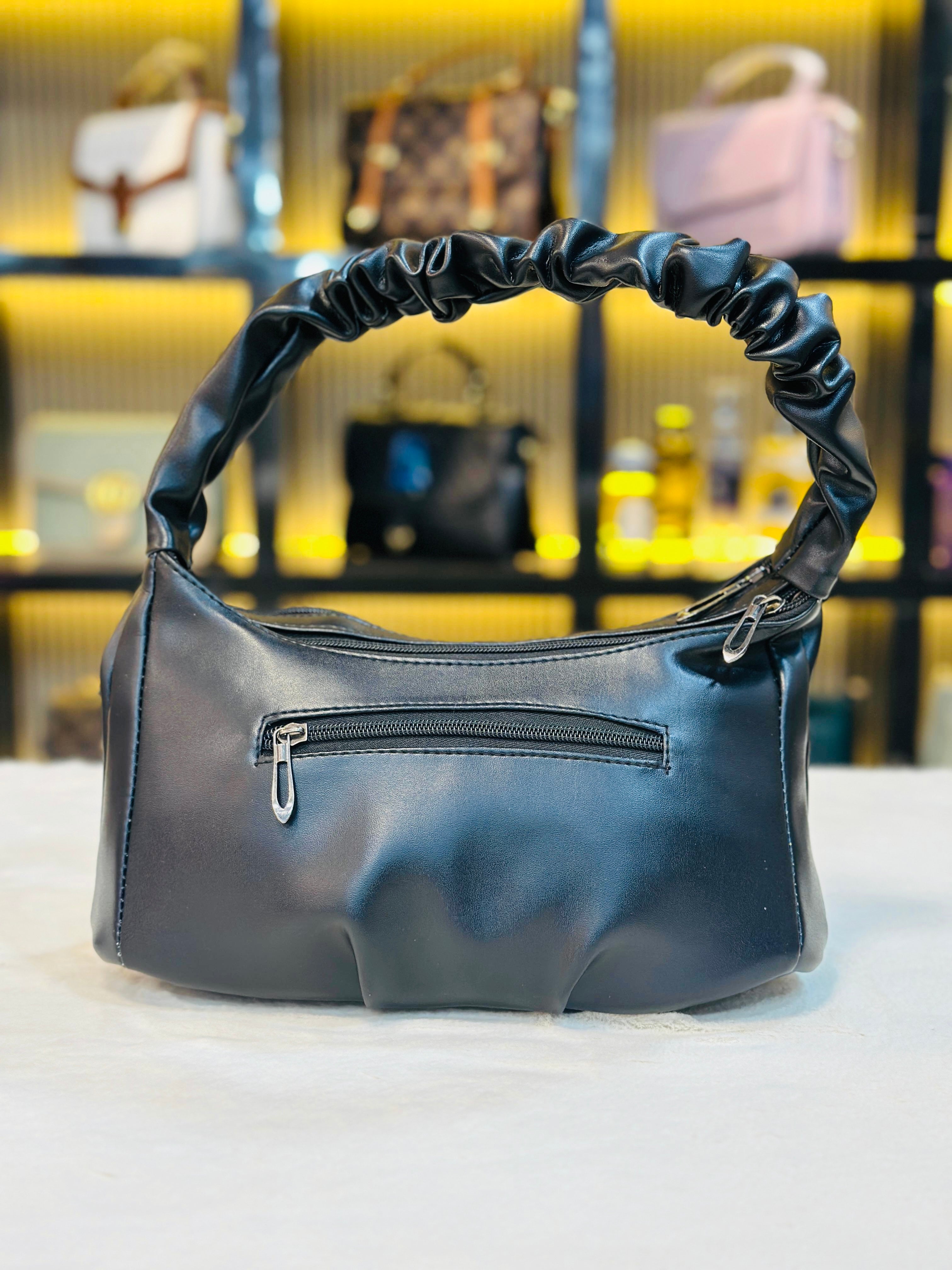 Trendy Scrunch Handle Shoulder Bag with Chain Detail