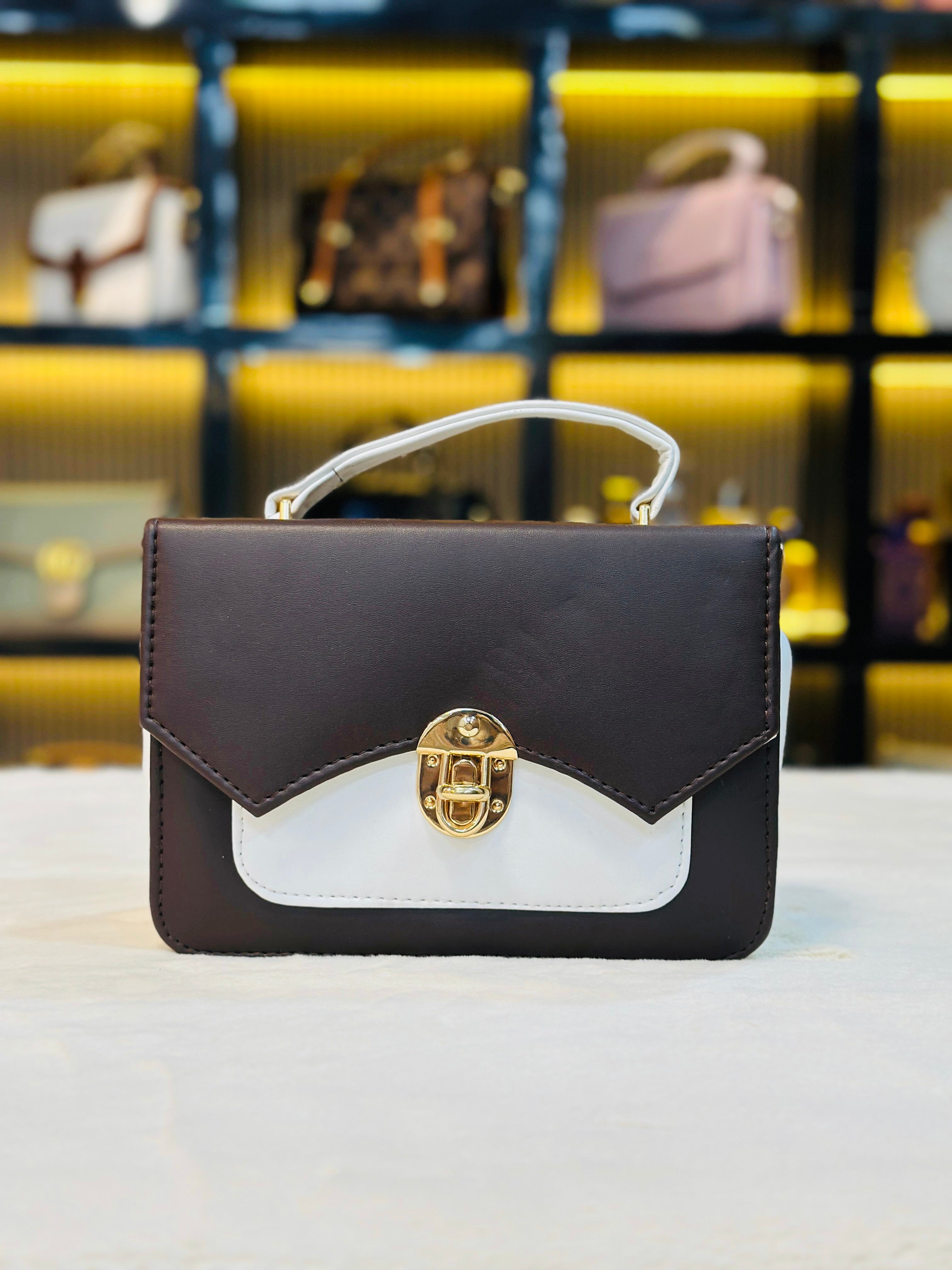 Elegant Two-Tone Top-Handle Handbag
