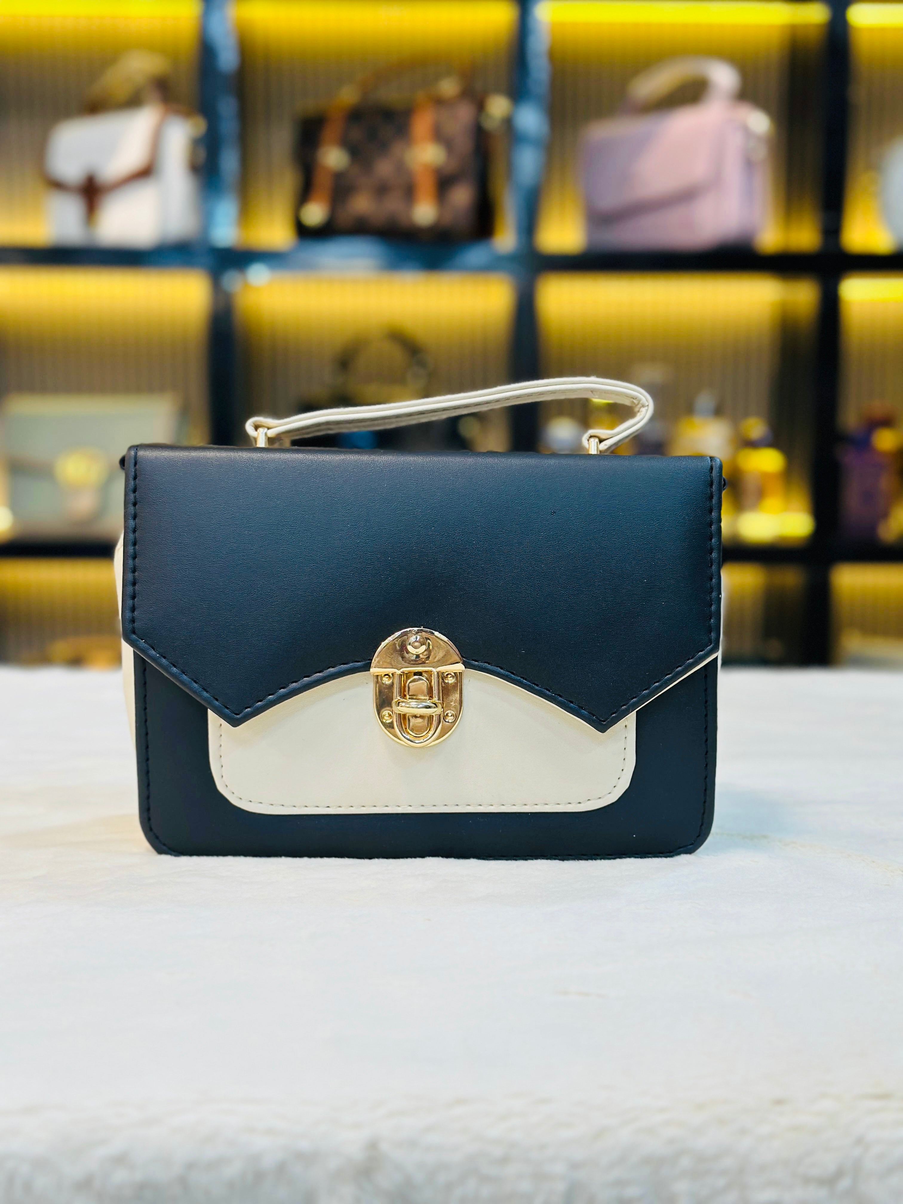 Elegant Two-Tone Top-Handle Handbag
