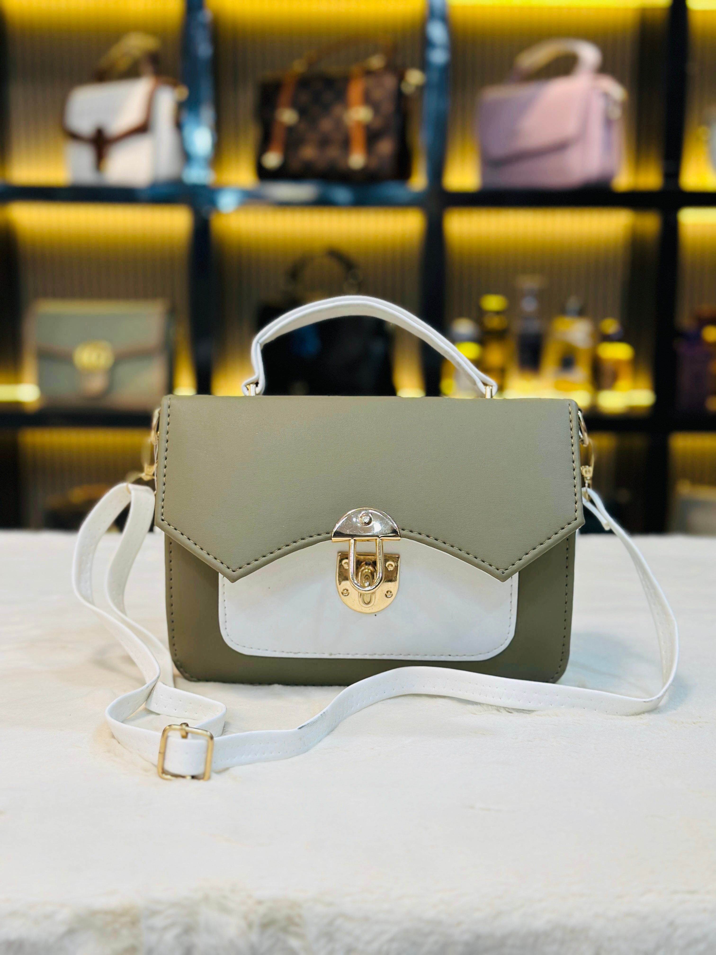 Elegant Two-Tone Top-Handle Handbag