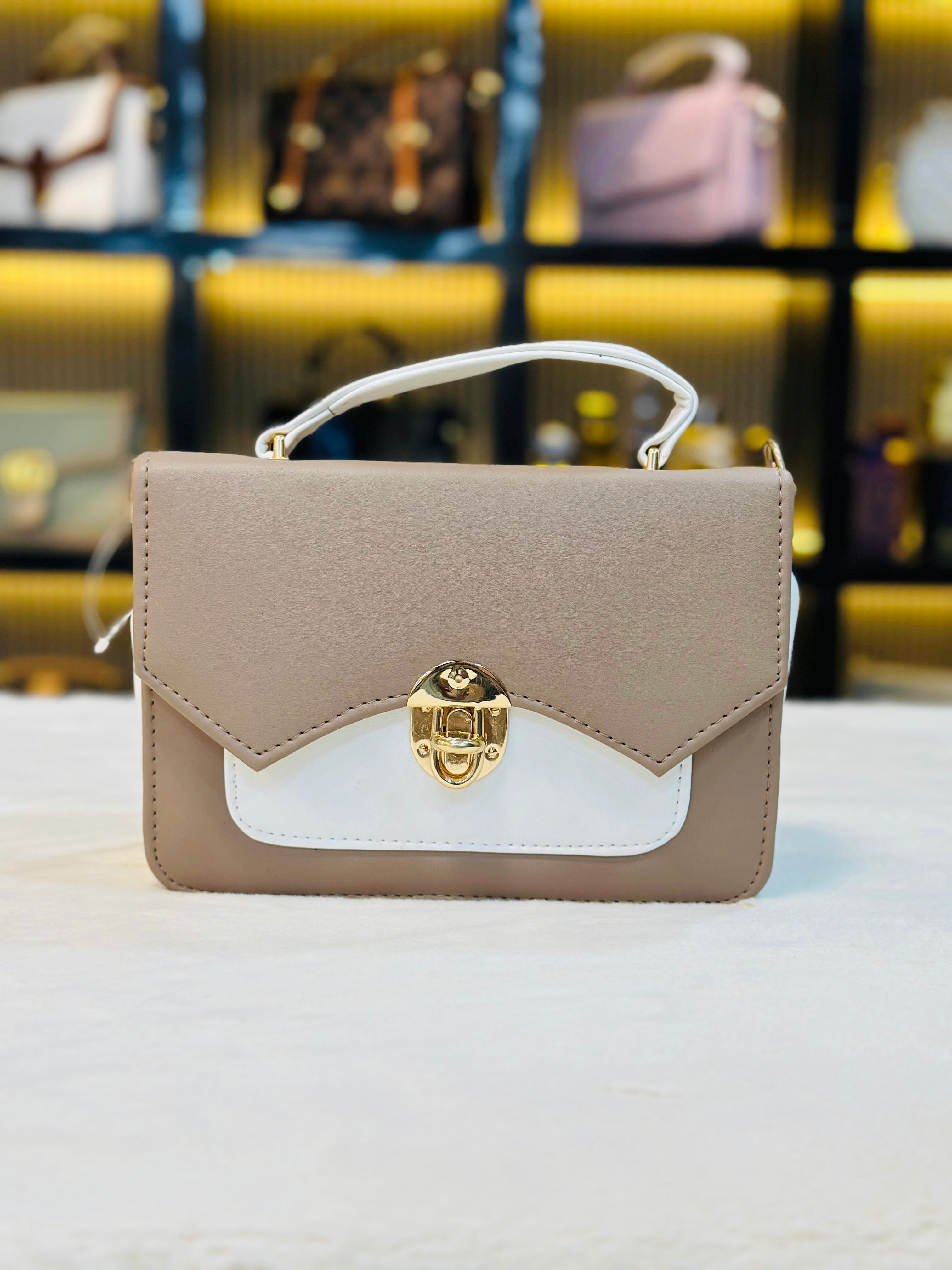 Elegant Two-Tone Top-Handle Handbag