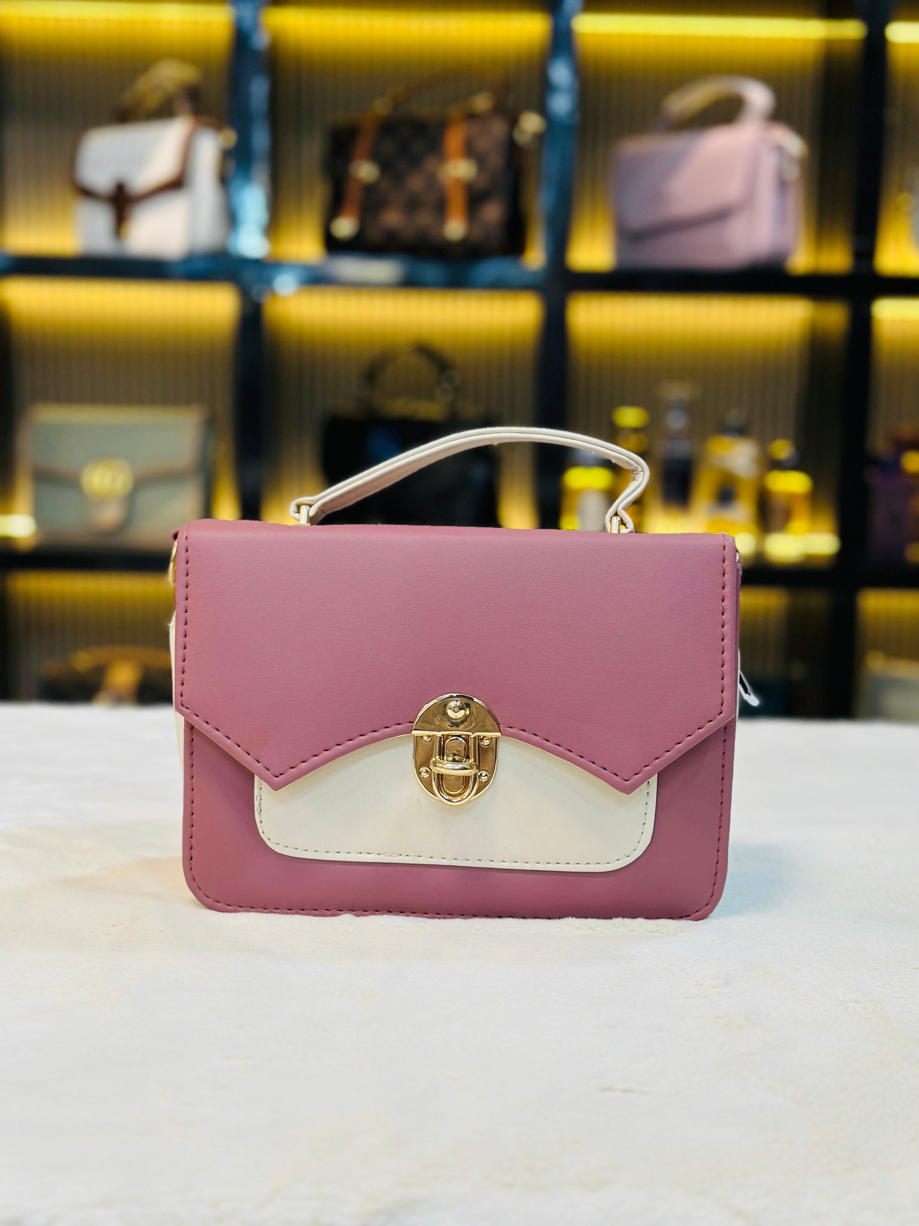 Elegant Two-Tone Top-Handle Handbag