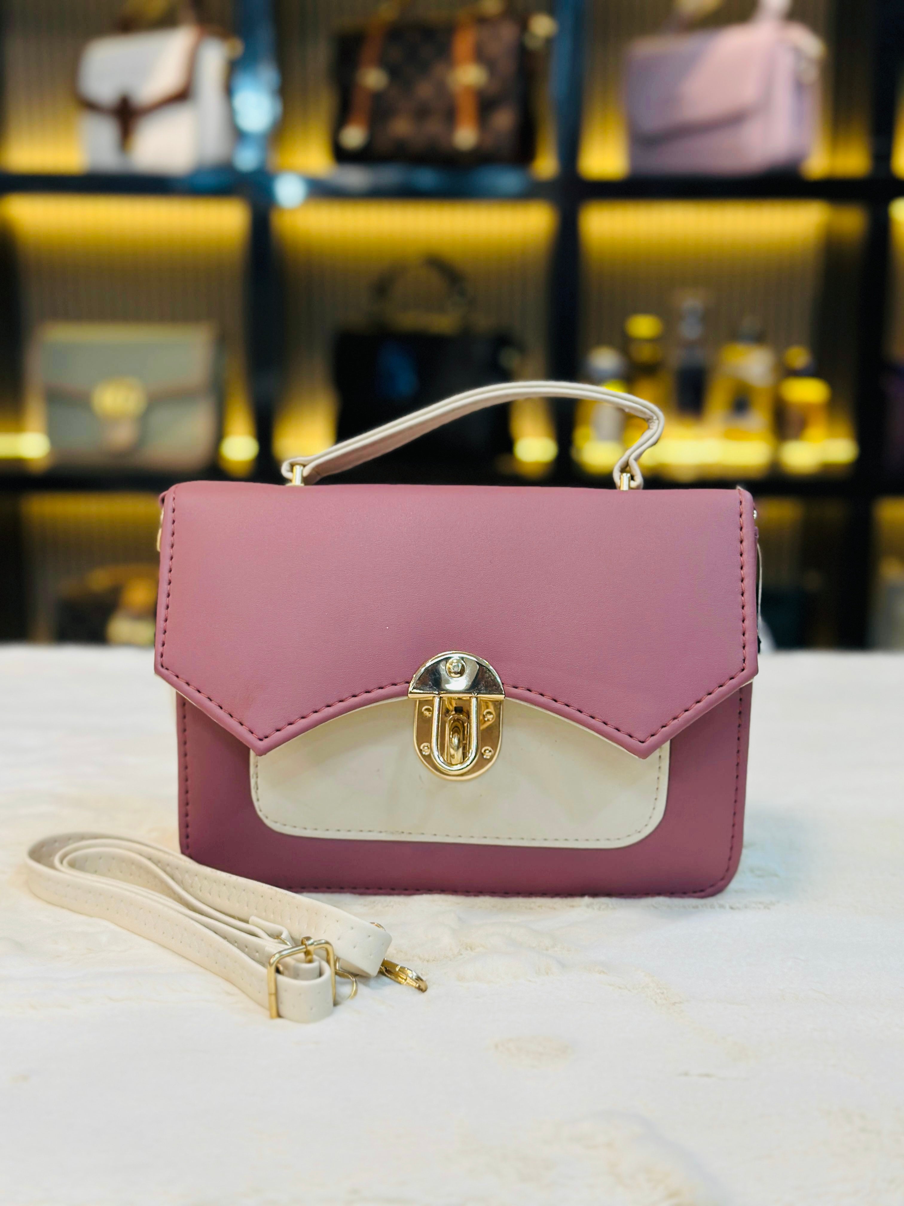 Elegant Two-Tone Top-Handle Handbag