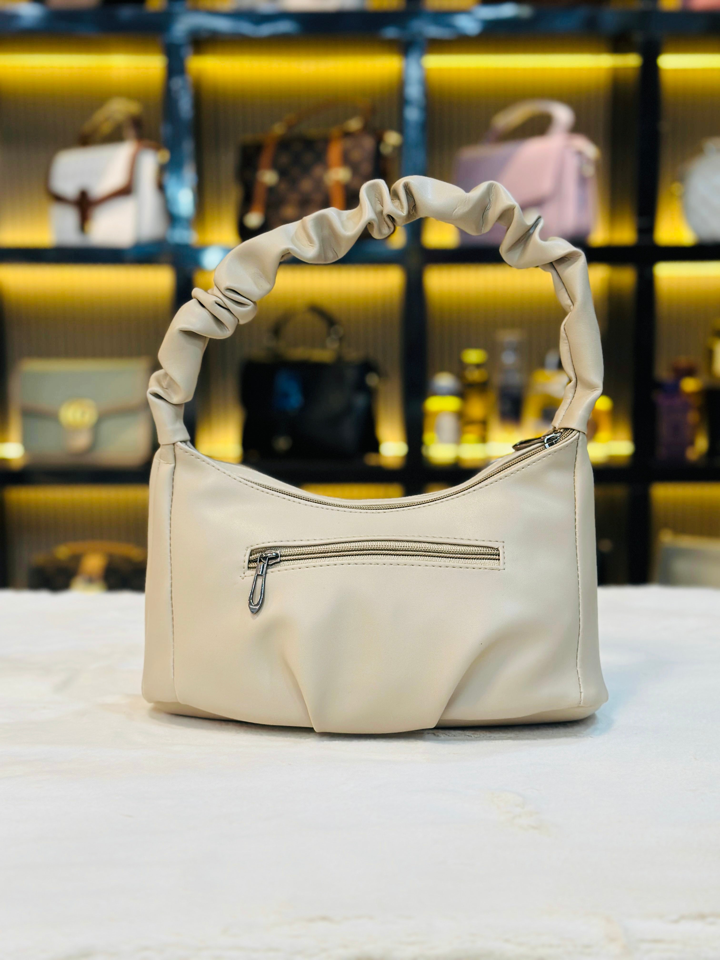 Trendy Scrunch Handle Shoulder Bag with Chain Detail