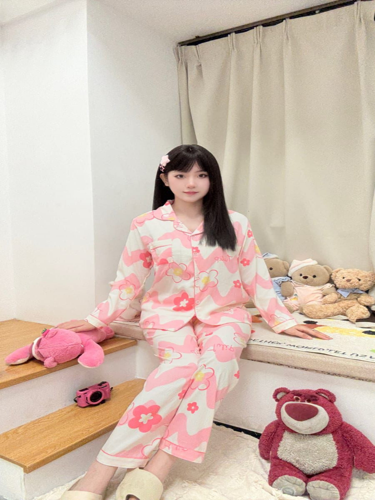 Floral Print Pajama Set – Soft Cotton Comfort 🌸