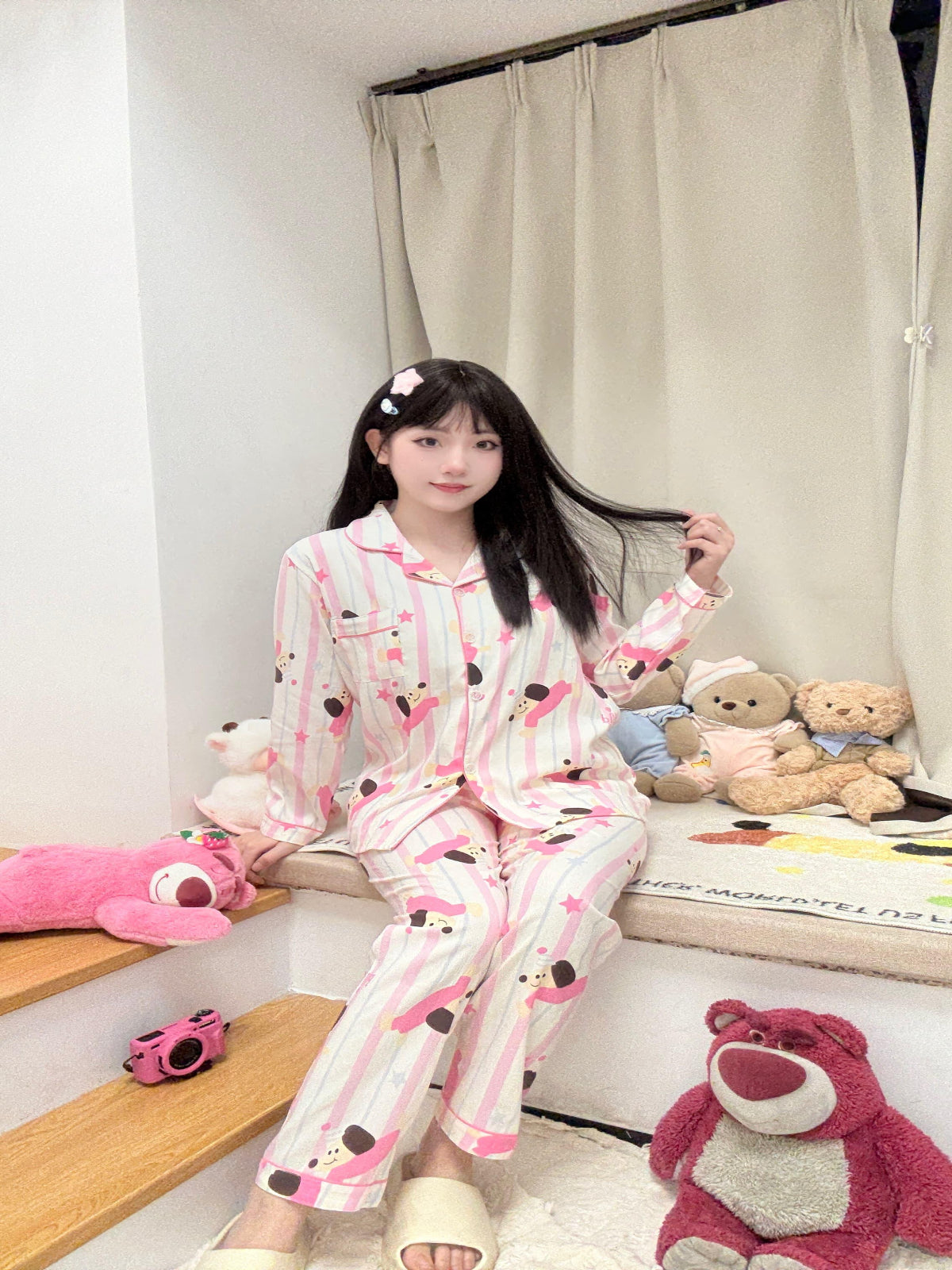 Cute Cartoon Print Pajama Set